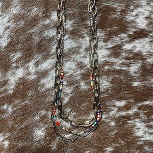 Paper clip and seed bead necklace